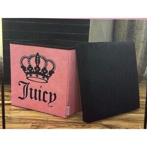 JUICY COUTURE BLACK VELVET LIDDED COLLAPSIBLE STORAGE CUBE